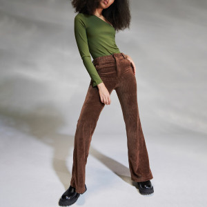 Sinsay - Spodnie flare - Brązowy - damski - 3084B-88X