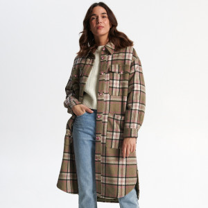 Sinsay - Płaszcz koszulowy z wełną - Wielobarwny - damski - 3150F-MLC