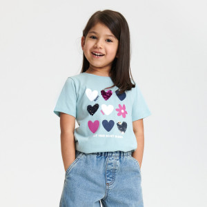 Sinsay - Koszulka z nadrukiem - Niebieski - dziewczynka - 3150J-50X