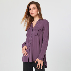 Sinsay - Hemdbluse aus Viskose - Purpur - damen - 3157X-49X