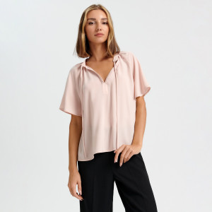 Sinsay - Bluse mit Bindedetail - Rosa - damen - 3161X-03X
