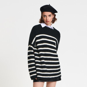 Sinsay - Sweter w paski - Czarny - damski - 3395X-99P
