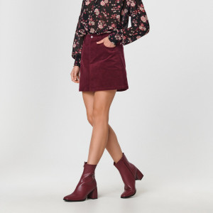 Sinsay - Spódnica mini - Bordowy - damski - 3463X-83X