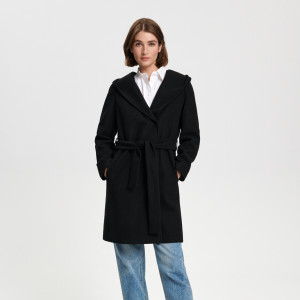 Sinsay - Płaszcz z kapturem - Czarny - damski - 3581X-99X