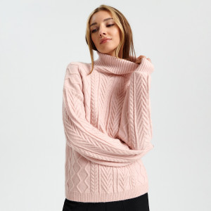 Sinsay - Sweter z golfem - Różowy - damski - 3742X-03X