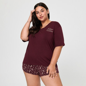 Sinsay - Piżama - Bordowy - damski - 3809B-83X