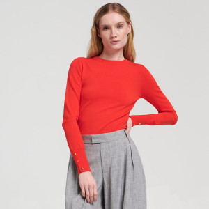 Sinsay - Maglione con bottoni decorativi - Arancione - Da donna - 3811F-22X