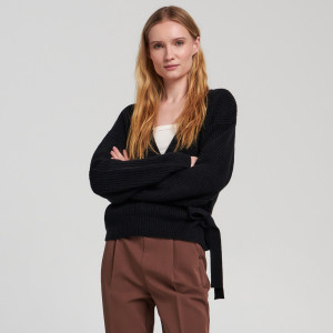 Sinsay - Pullover mit Bindedetail - Schwarz - damen - 3827F-99X