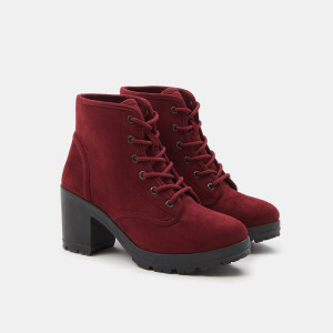 Sinsay - Botki na obcasie - Bordowy - damski - 3835K-83X