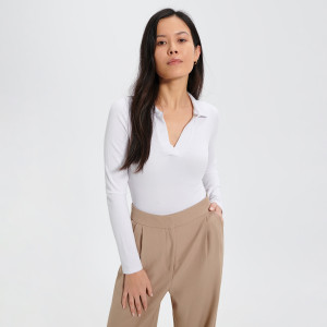 Sinsay - Body a maniche lunghe - Bianco - Da donna - 3839Z-00X