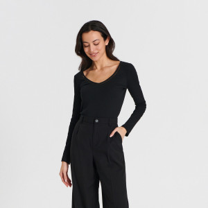 Sinsay - Langarmshirt - Schwarz - damen - 3856Z-99X