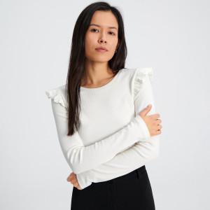 Sinsay - Top con volant - Avorio - Da donna - 3867Z-01X