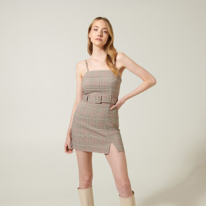 Sinsay - Rochie mini ecosez - Roz - Femei - 3868B-43X