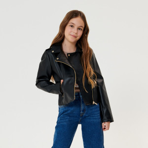 Sinsay - Kurtka ramoneska - Czarny - dziewczynka - 3880J-99X