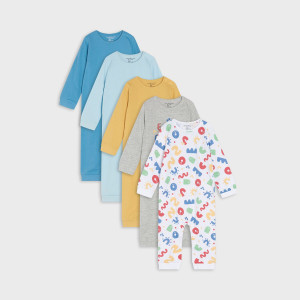 Sinsay - Pajacyki 5 pack - Biały - chłopiec - 3912J-00X