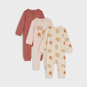 Sinsay - Pajacyki 3 pack - Fioletowy - dziewczynka - 3957J-34X