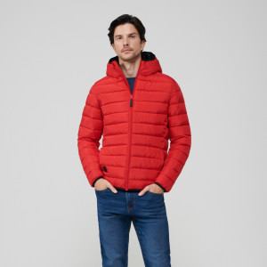 Sinsay - Kurtka pikowana z kapturem - Czerwony - męski - 3987F-33X