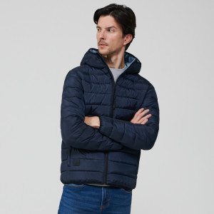 Sinsay - Kurtka pikowana z kapturem - Granatowy - męski - 3987F-59X