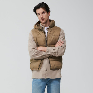 Sinsay - Kamizelka pikowana - Beżowy - męski - 3989F-80X