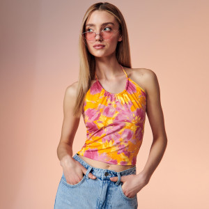 Sinsay - Top w kwiaty - Wielobarwny - damski - 4025F-MLC