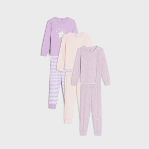 Sinsay - Piżamy 3 pack - Fioletowy - dziewczynka - 4078J-04X