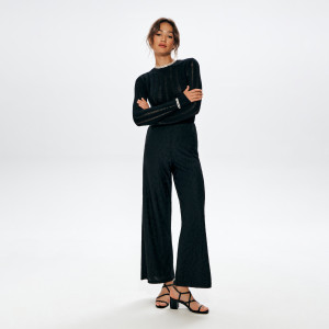 Sinsay - Spodnie loose high waist - Czarny - damski - 4081U-99X
