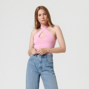 Sinsay - Top with cut - Rosa - damen - 4098F-03X