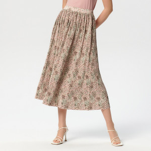 Sinsay - Spódnica midi plisowana - Beżowy - damski - 4112F-08X