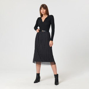 Sinsay - Spódnica midi plisowana - Czarny - damski - 4123F-99X