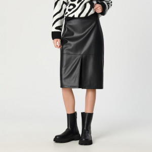 Sinsay - Spódnica midi z imitacji skóry - Czarny - damski - 4126F-99X