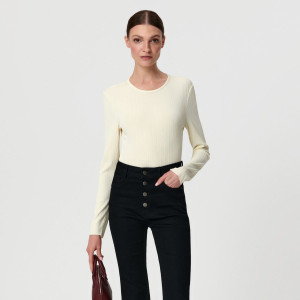 Sinsay - Gerippte Bluse - Elfenbein - damen - 4128X-01X