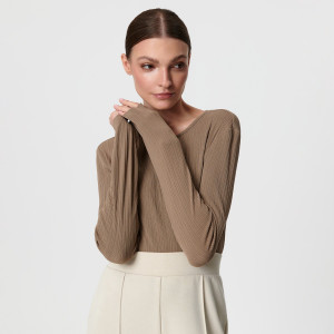 Sinsay - Gerippte Bluse - Beige - damen - 4128X-80X