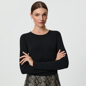 Sinsay - Gerippte Bluse - Schwarz - damen - 4128X-99X