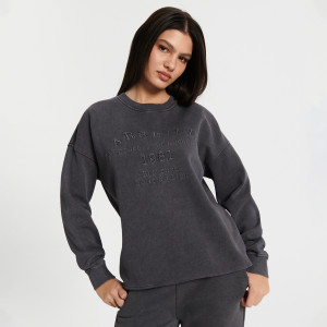 Sinsay - Sweatshirt mit Stickerei - Grau - damen - 4144Z-90X