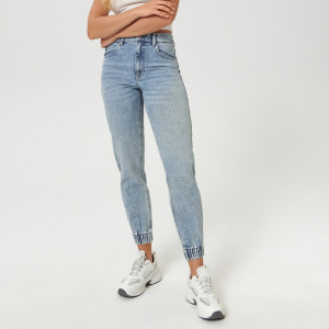 Sinsay - Džínsy high waist jogger - Modrá - Žena - 4248F-50J