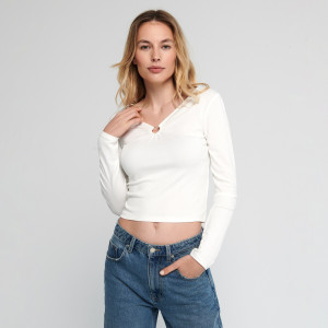 Sinsay - Langarmshirt - Elfenbein - damen - 4280F-01X