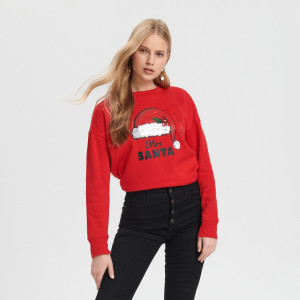 Sinsay - Sweatshirt mit Druck - Rot - damen - 4371N-33X