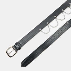 Sinsay - Pasek z łańcuszkiem - Czarny - damski - 4431K-99X