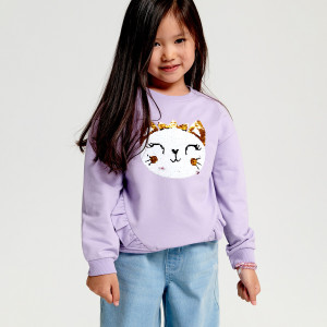 Sinsay - Bluza z cekinami - Fioletowy - dziewczynka - 4450R-04X