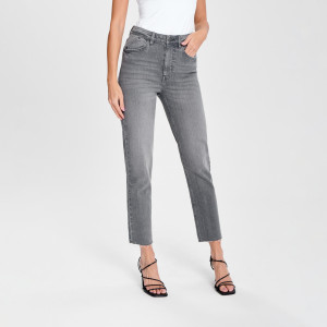 Sinsay - High-Waist-Jeans im Straight-Fit - Grau - damen - 4455Z-85J
