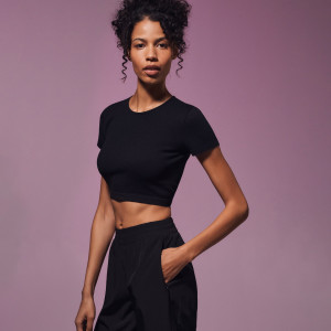 Sinsay - Ριμπ crop top GYM HARD - Μαυρο - Γυναικείο - 4473F-99X