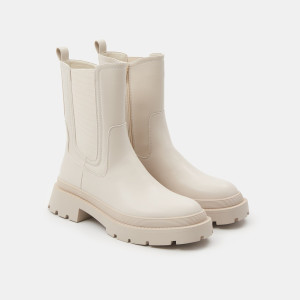 Sinsay - Botki z imitacji skóry - Kremowy - damski - 4567K-02X