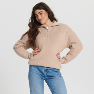 Sinsay - Maglione con collo rialzato - Beige - Da donna - 4672F-08X