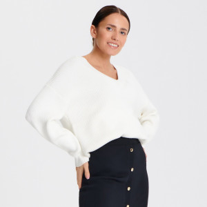 Sinsay - Pullover aus weichem Jersey - Elfenbein - damen - 4676F-01X