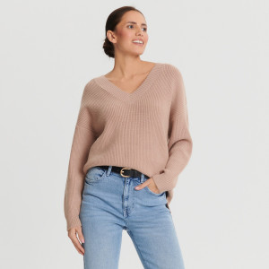 Sinsay - Sweter z miękkiej dzianiny - Beżowy - damski - 4676F-08X