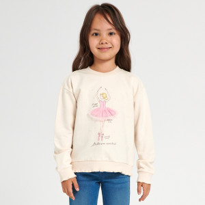 Sinsay - Bluza z nadrukem - Kremowy - dziewczynka - 4710R-01X