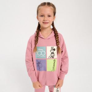 Sinsay - Bluza z kapturem Disney 100 - Różowy - dziewczynka - 4729R-30X