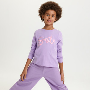 Sinsay - Koszulka z nadrukiem - Fioletowy - dziewczynka - 4734Z-04X