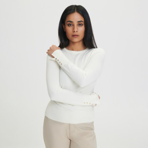 Sinsay - Sweter z ozdobnymi guzikami - Kremowy - damski - 4769F-02X