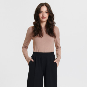 Sinsay - Sweter z ozdobnymi guzikami - Beżowy - damski - 4769F-08X